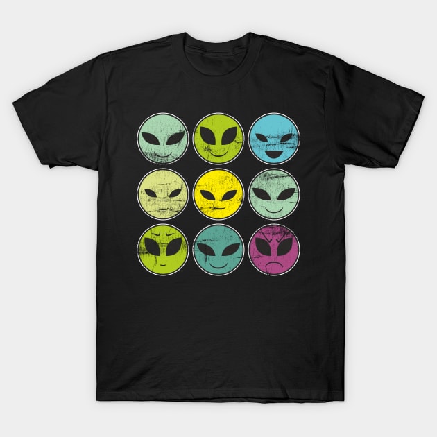 Funny Alien Heads And Facial Expressions As Pattern T-Shirt by FancyTeeDesigns